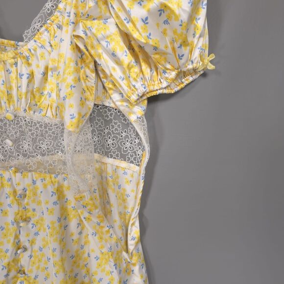 For Love and Lemons Daffodil Victoria’s Secret Mini Dress MEDIUM Yellow‎ Floral - Picture 11 of 16